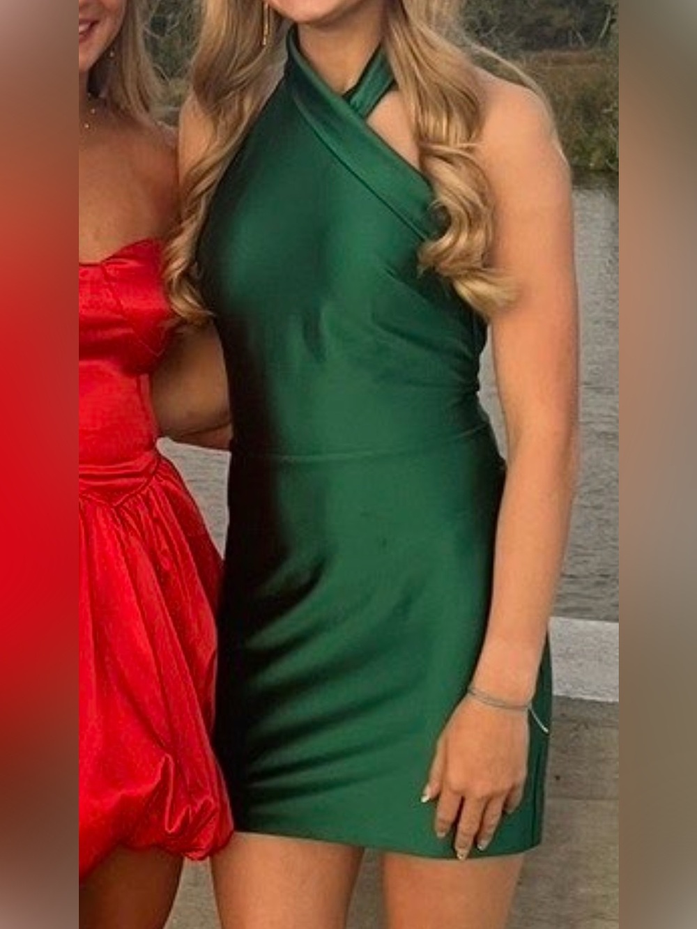 💚 Ava Presley Emerald Green Halter Mini Dress